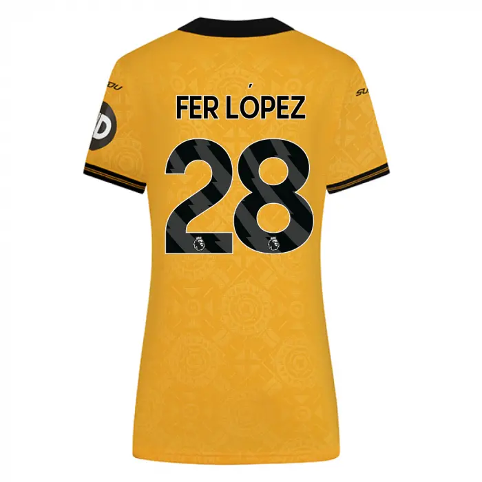Wolverhampton Wanderers Store | Shop Official 2025-26 Wolves Pro Home Shirt – Womens FER LOPEZ 28 Wolves Gear